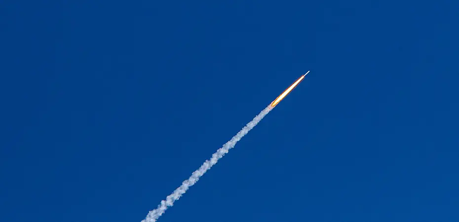 A rocket launching into space