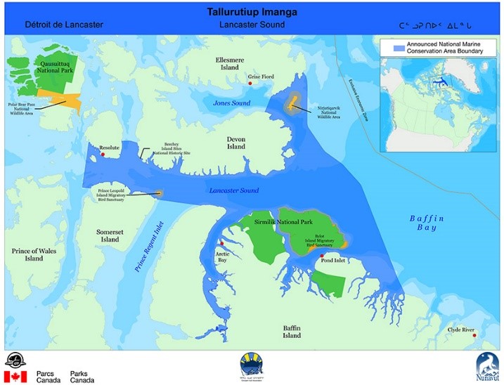 Map showing the announced national marine conservation area boundry